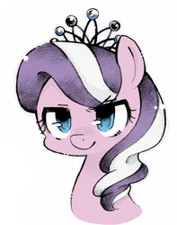 Size: 730x927 | Tagged: safe, artist:katuhira_rinmi, color edit, edit, imported from derpibooru, diamond tiara, earth pony, pony, bust, colored, female, krita, pixiv, portrait, simple background, solo, white background