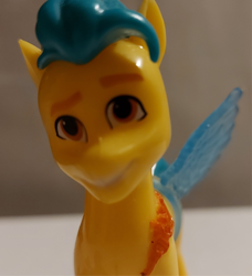 Size: 856x939 | Tagged: safe, imported from derpibooru, hitch trailblazer, earth pony, pony, fake wings, g5, merchandise, nightmare fuel, quality, sad hitch, toy