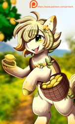 Size: 1863x3060 | Tagged: safe, artist:pridark, imported from derpibooru, oc, oc only, earth pony, pony, food, lemon, solo