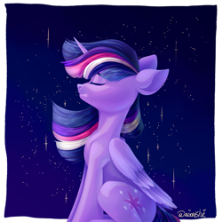 Size: 3000x3000 | Tagged: safe, artist:neonishe, imported from derpibooru, twilight sparkle, alicorn, pony, cute, female, folded wings, horn, mare, sitting, solo, stars, twilight sparkle (alicorn), wings