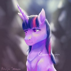 Size: 2048x2048 | Tagged: safe, artist:vountaia, imported from derpibooru, twilight sparkle, pony, unicorn, bust, female, solo, unicorn twilight