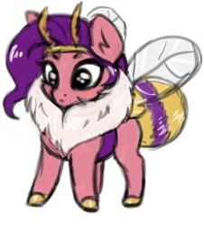 Size: 395x436 | Tagged: source needed, safe, artist:vetta, imported from derpibooru, pipp petals, bee, bee pony, hybrid, original species, pony, bumblebee, bumblebipp, g5, simple background, solo, species swap, white background