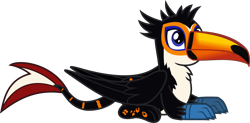 Size: 1912x943 | Tagged: safe, artist:lightningbolt, derpibooru exclusive, imported from derpibooru, oc, oc only, oc:tristão, bird, griffon, toco toucan, toucan, .svg available, beak, chest fluff, folded wings, lying down, male, paws, prone, show accurate, simple background, solo, spots, stripes, svg, tail, talons, toucan griffon, transparent background, vector, wings