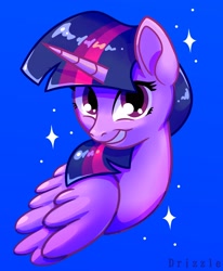 Size: 1778x2162 | Tagged: safe, artist:drizzledazzle, imported from derpibooru, twilight sparkle, alicorn, pony, blue background, female, simple background, solo, twilight sparkle (alicorn)
