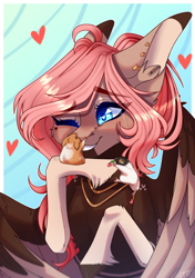 Size: 2760x3920 | Tagged: safe, artist:honeybbear, imported from derpibooru, oc, hamster, pegasus, pony, female, heart, heart eyes, mare, solo, wingding eyes