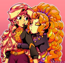 Size: 1738x1693 | Tagged: safe, artist:drizzledazzle, imported from derpibooru, adagio dazzle, sunset shimmer, human, equestria girls, equestria girls series, spoiler:eqg series (season 2), duo, duo female, female, lesbian, music festival outfit, shipping, sunsagio