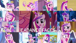 Size: 1280x722 | Tagged: safe, editor:quoterific, imported from derpibooru, princess cadance, rarity, shining armor, alicorn, unicorn, a canterlot wedding, equestria games (episode), games ponies play, once upon a zeppelin, princess spike (episode), slice of life (episode), the beginning of the end, the crystal empire, the crystalling, the times they are a changeling, three's a crowd