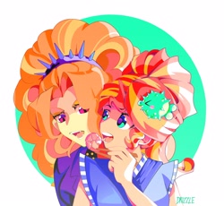 Size: 2048x1886 | Tagged: safe, artist:drizzledazzle, imported from derpibooru, adagio dazzle, sunset shimmer, human, equestria girls, duo, female, lesbian, shipping, sunsagio, sunset sushi