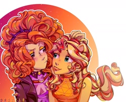 Size: 1545x1255 | Tagged: safe, artist:drizzledazzle, imported from derpibooru, adagio dazzle, sunset shimmer, human, equestria girls, duo, female, lesbian, shipping, sleeveless, sunsagio