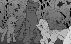 Size: 1920x1200 | Tagged: safe, artist:brainiac, imported from derpibooru, oc, oc:heccin pepperino, oc:king atlas, oc:lavos, changeling, kirin, brainiacs sketchbook (set), changeling hive, changeling king, changeling oc, cloven hooves, comic, female, giant changeling, hypnosis, kirin oc, male, mare, stallion, text