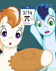 Size: 2200x2800 | Tagged: safe, artist:chainchomp2, imported from derpibooru, fire streak, soarin', pegasus, pony, :o, calendar, duo, duo male, food, high res, male, meme, open mouth, pi, pi day, pie, pointing, ponified meme, selfie, soft shading, soyjak, stallion, that pony sure does love pies, vector, wojak, wonderbolts