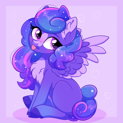 Size: 2048x2048 | Tagged: safe, artist:plushtrapez, imported from derpibooru, oc, oc only, pegasus, pony, :p, female, high res, mare, pegasus oc, sitting, solo, spread wings, tongue out, wings