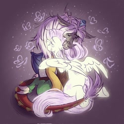 Size: 2044x2048 | Tagged: safe, artist:pegasus_loyalty, artist:regenbogen, imported from derpibooru, discord, fluttershy, butterfly, ghost, pegasus, pony, undead, spoiler:g5comic, spoiler:g5comic10, crying, g5, high res, hug, immortality blues, old man discord, older, older fluttershy, sad, simple background, spread wings, wings