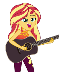 Size: 6705x8154 | Tagged: safe, artist:chrismc373, imported from derpibooru, sunset shimmer, human, equestria girls, equestria girls series, let it rain, spoiler:eqg series (season 2), guitar, musical instrument, simple background, solo, transparent background