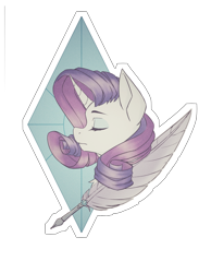 Size: 1400x1800 | Tagged: artist needed, safe, imported from derpibooru, rarity, pony, unicorn, bust, eyes closed, portrait, profile, quill, simple background, solo, transparent background