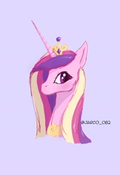 Size: 1403x2048 | Tagged: safe, artist:jarco_082, imported from derpibooru, princess cadance, alicorn, pony, bust, pink background, portrait, simple background