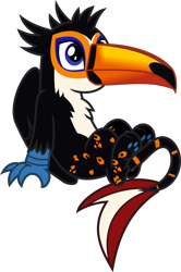 Size: 976x1469 | Tagged: safe, artist:lightningbolt, derpibooru exclusive, imported from derpibooru, oc, oc only, oc:tristão, bird, griffon, toco toucan, toucan, .svg available, beak, chest fluff, folded wings, griffon oc, leaning back, male, paw pads, paws, show accurate, simple background, sitting, solo, spots, stripes, svg, tail, talons, toucan griffon, transparent background, underpaw, vector, wings