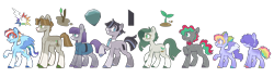Size: 5072x1440 | Tagged: safe, artist:glowfangs, imported from derpibooru, maud pie, mudbriar, rainbow dash, oc, oc:melon baller, oc:one liner, oc:one stone, oc:sprout, oc:two birds, earth pony, pegasus, pony, earth pony oc, female, filly, foal, male, mare, offspring, parent:maud pie, parent:mud briar, parent:rainbow dash, parents:maudbriar, parents:rainbowbriar, parents:rainbowmaud, pegasus oc, simple background, stallion, transparent background