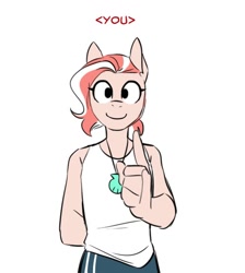 Size: 502x560 | Tagged: safe, artist:redxbacon, imported from derpibooru, oc, oc:coral, anthro, earth pony, animated, dialogue, gif, jewelry, necklace, sign language, simple background, solo, text, white background