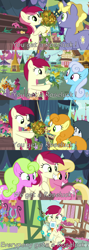 Size: 1280x3600 | Tagged: safe, derpibooru exclusive, edit, edited screencap, editor:roseluck, imported from derpibooru, screencap, carrot top, daisy, flower wishes, golden harvest, lily, lily valley, linky, ponet, rarity, roseluck, shoeshine, earth pony, pony, unicorn, it isn't the mane thing about you, student counsel, bipedal, bouquet, caption, comic, female, flower, glue, grin, happy, high res, holding, horn, looking at each other, looking at someone, looking at something, male, mare, market, meta, mouth hold, open mouth, open smile, outdoors, ponyville, screencap comic, sitting, smiling, smiling at each other, stallion, standing, stick, tail, text, wall of tags