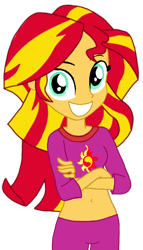 Size: 540x941 | Tagged: safe, artist:chrismc373, edit, imported from twibooru, vector edit, sunset shimmer, human, equestria girls, belly, belly button, belly fetish, clothes, fetish, fetish fuel, image, midriff, pajamas, png, smiling, solo, stomach, vector