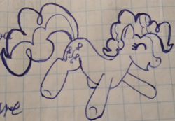 Size: 2824x1952 | Tagged: safe, artist:jakusi, pinkie pie, eyes closed, happy, notebook, traditional art