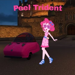 Size: 1080x1079 | Tagged: safe, edit, editor:scitwisparkle42, imported from derpibooru, pinkie pie, human, equestria girls, car, forza horizon 4, game screencap, peel trident, solo, video game