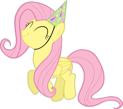 Size: 800x711 | Tagged: safe, edit, edited screencap, imported from derpibooru, screencap, fluttershy, pegasus, pony, happy birthday to you!, ^^, background removed, cute, eyes closed, female, happy, happy birthday, hat, mare, party hat, simple background, smiling, solo, transparent background