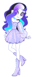 Size: 1096x2380 | Tagged: safe, artist:skyfallfrost, imported from derpibooru, oc, oc only, oc:luminess, human, equestria girls, boots, clothes, dress, female, shoes, simple background, solo, transparent background