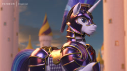 Size: 1920x1080 | Tagged: safe, artist:clopician, imported from derpibooru, shining armor, pony, unicorn, 3d, armor, blender, canterlot, helmet, horn, male, royal guard, royal guard armor, solo, stallion