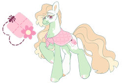 Size: 1152x785 | Tagged: safe, artist:polymercorgi, imported from derpibooru, oc, oc only, oc:picnic blanket, earth pony, pony, cloven hooves, coat markings, earth pony oc, eye clipping through hair, female, mare, offspring, parent:big macintosh, parent:fluttershy, parents:fluttermac, shawl, simple background, smiling, solo, transparent background