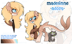 Size: 2800x1700 | Tagged: safe, artist:madelinne, imported from derpibooru, oc, oc only, cat, original species, shark, shark pony, adoptable, adoptable open, adoption, blonde, blonde hair, blonde mane, blue eyes, clothes, shark pony oc, solo, zoom layer