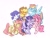 Size: 2160x1620 | Tagged: safe, artist:lendftcn, imported from derpibooru, applejack, fluttershy, pinkie pie, rainbow dash, rarity, twilight sparkle, alicorn, earth pony, pegasus, pony, unicorn, female, horn, mane six, mare, simple background, spread wings, twilight sparkle (alicorn), white background, wings