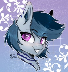 Size: 1192x1256 | Tagged: safe, artist:holomouse, imported from derpibooru, oc, pony, bust, female, mare, portrait, smiling, solo