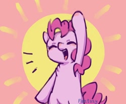 Size: 772x636 | Tagged: safe, artist:song_fantasy, imported from derpibooru, pinkie pie, earth pony, pony, cute, diapinkes, eyes closed, female, happy, mare, open mouth, open smile, smiling, solo, sun