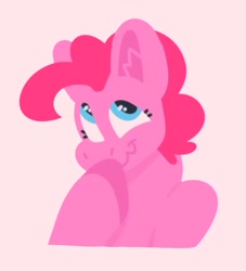 Size: 1654x1819 | Tagged: safe, artist:partyponypower, imported from derpibooru, pinkie pie, earth pony, pony, bust, hoof on chin, simple background, smiling, smirk, solo, white background