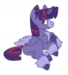 Size: 1654x1819 | Tagged: safe, artist:partyponypower, imported from derpibooru, twilight sparkle, alicorn, pony, butt, cloven hooves, lying down, plot, simple background, smiling, solo, twilight sparkle (alicorn), white background