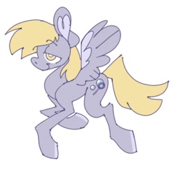 Size: 1000x1000 | Tagged: safe, artist:partyponypower, imported from derpibooru, derpy hooves, pegasus, pony, simple background, smiling, solo, spread wings, white background, wings