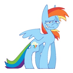 Size: 1200x1200 | Tagged: safe, artist:partyponypower, imported from derpibooru, rainbow dash, pegasus, pony, simple background, smiling, smirk, solo, spread wings, standing, white background, wings