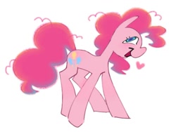 Size: 1000x751 | Tagged: safe, artist:partyponypower, imported from derpibooru, pinkie pie, earth pony, pony, heart, open mouth, simple background, smiling, solo, standing, white background