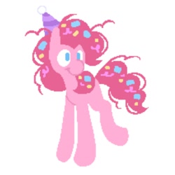 Size: 1000x1000 | Tagged: safe, artist:partyponypower, imported from derpibooru, pinkie pie, earth pony, pony, hat, party hat, simple background, solo, standing, white background