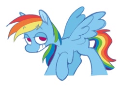 Size: 1000x711 | Tagged: safe, artist:partyponypower, imported from derpibooru, rainbow dash, pegasus, pony, raised hoof, simple background, smiling, smirk, solo, spread wings, white background, wings