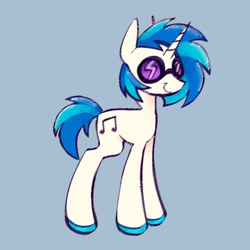 Size: 1000x1000 | Tagged: safe, artist:partyponypower, imported from derpibooru, dj pon-3, vinyl scratch, pony, unicorn, glasses, horseshoes, simple background, smiling, solo, standing