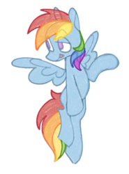 Size: 706x955 | Tagged: safe, artist:partyponypower, imported from derpibooru, rainbow dash, pegasus, pony, :p, flying, simple background, solo, spread wings, tongue out, white background, wings