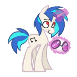 Size: 1000x1000 | Tagged: safe, artist:partyponypower, imported from derpibooru, dj pon-3, vinyl scratch, pony, unicorn, glasses, magic, red eyes, simple background, smiling, solo, standing, white background
