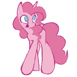 Size: 1000x1000 | Tagged: safe, artist:partyponypower, imported from derpibooru, pinkie pie, earth pony, pony, open mouth, simple background, smiling, solo, standing, white background