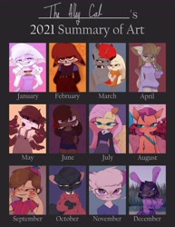 Size: 2850x3700 | Tagged: safe, artist:thealleycatc8, imported from derpibooru, fluttershy, sunny starscout, oc, alicorn, anthro, cat, earth pony, pegasus, rabbit, semi-anthro, alicorn oc, animal, art summary, balloon boy, blushing, clothes, female, five nights at freddy's, g5, horn, male, smiling, wings