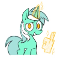 Size: 893x859 | Tagged: safe, artist:partyponypower, imported from derpibooru, lyra heartstrings, pony, unicorn, hand, magic, magic hands, simple background, smiling, smirk, solo, standing, vulgar, white background