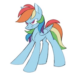 Size: 1000x1000 | Tagged: safe, artist:partyponypower, imported from derpibooru, rainbow dash, pegasus, pony, simple background, smiling, smirk, solo, standing, white background