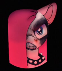 Size: 802x914 | Tagged: safe, artist:partyponypower, imported from derpibooru, pinkie pie, earth pony, pony, black background, black metal, bust, choker, corpse paint, face paint, pinkamena diane pie, simple background, solo, spiked choker, teeth